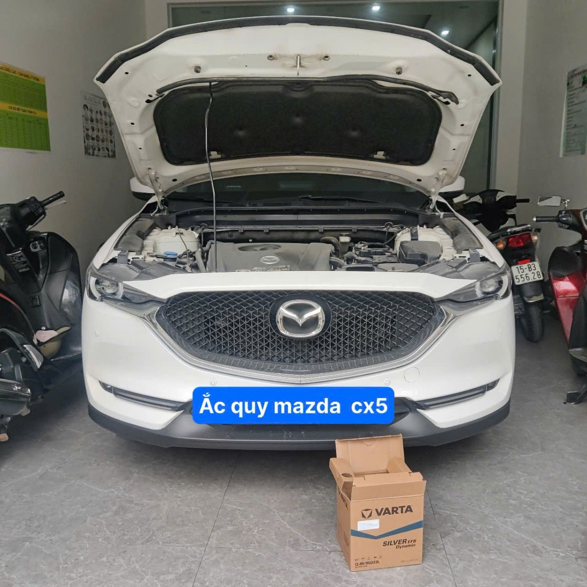 Thay bình ắc quy Varta Q85 cho mazda CX5