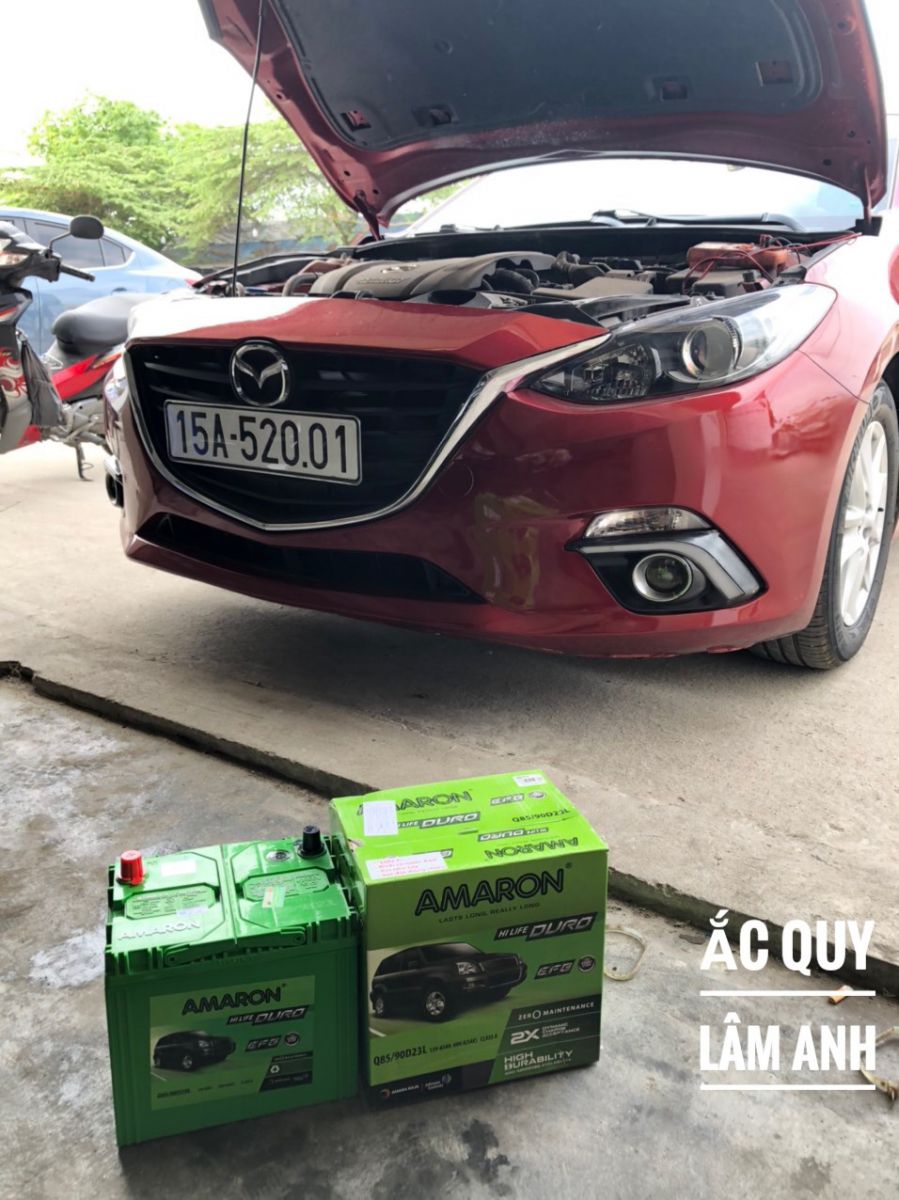 ắc quy amaron q85 65Ah cho mazda 3 tại hải phòng