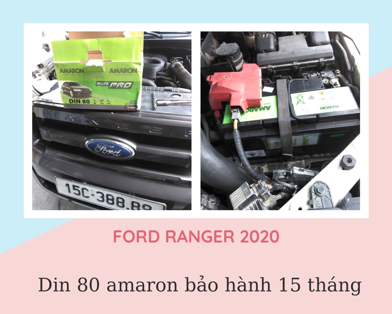 Ắc quy Ford Ranger lắp din 80 amaron bảo hành 15 tháng